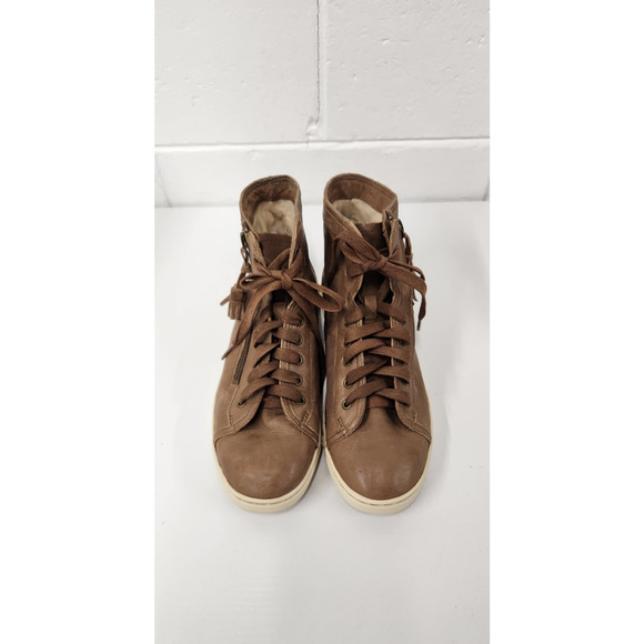 Ugg Blaney Women's Dark Chestnut Leather/Wool Mid Top Shoes, Size 9.5. 1009885 - Picture 2 of 9